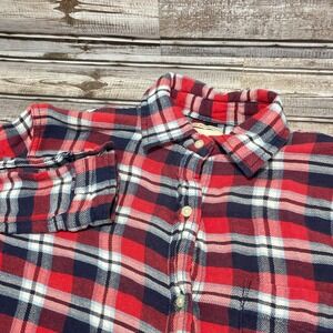 Denim and Supply Flannel Shirt Plaid Button Up Long Sleeve Red Blue White Size S